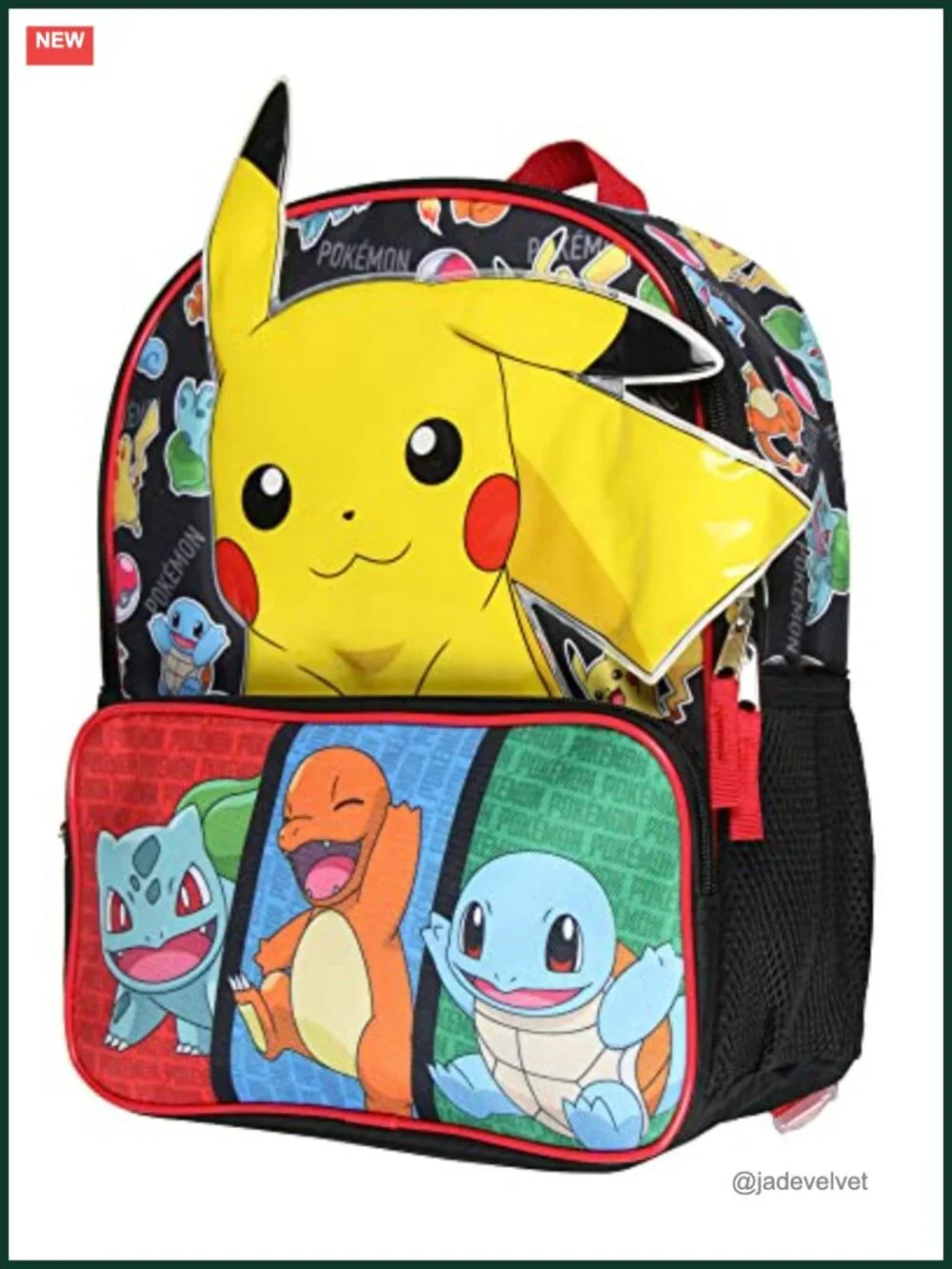 Pokemon 3D Pikachu Kids Backpack with Water Bottle Pockets Laptop School Bag -